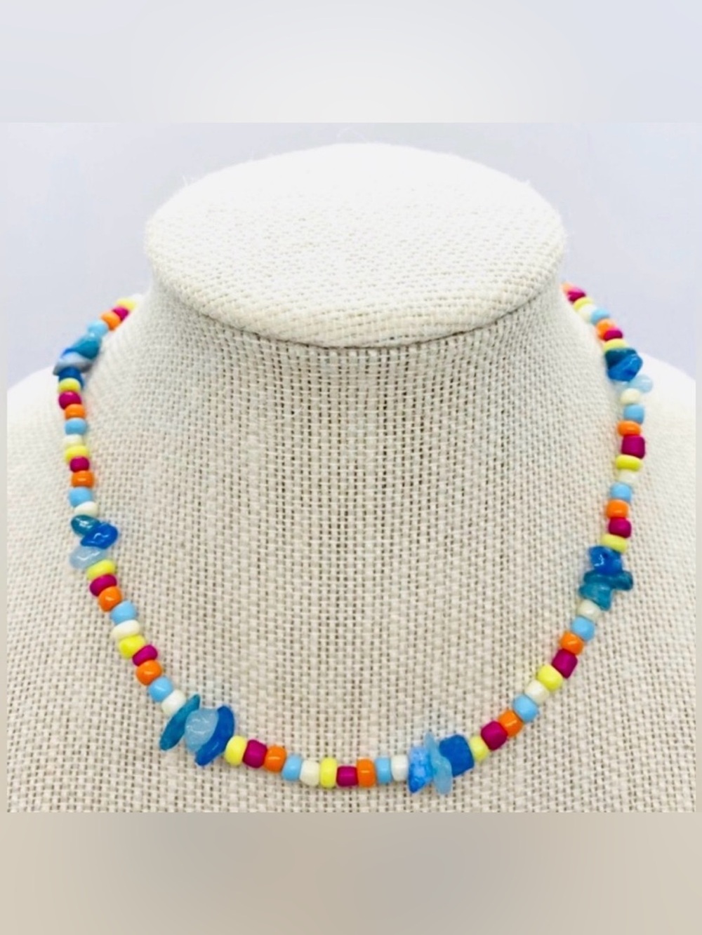 Multi Color Rainbow Beaded Necklace Boho Fall Y2K Beach Preppy Coastal Festival
